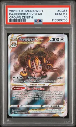 2023 POKEMON SWORD & SHIELD CROWN ZENITH #GG55 FULL ART/REGIGIGAS VSTAR PSA 10 - Image 1