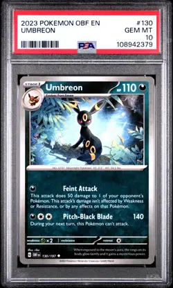 2023 POKEMON OBF EN-OBSIDIAN FLAMES #130 UMBREON PSA 10 - Image 1