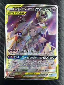 Pokemon TCG Solgaleo & Lunala GX Full Art Holo Card 216/236 Cosmic Eclipse - Image 1
