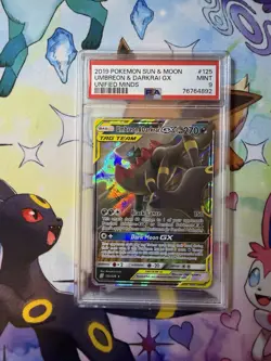 Pokemon TCG Umbreon & Darkrai GX Tag Team Unified Minds Card 125/236 PSA 9 - Image 1