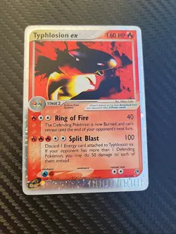 2003 Pokemon TCG Typhlosion EX Sandstorm Holo Card 99/100 Damaged - Image 1