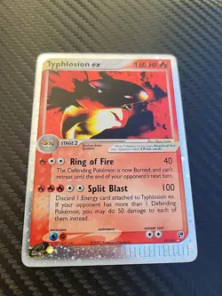 2003 Pokemon TCG Typhlosion EX Sandstorm Holo Card 99/100 Damaged - Image 2