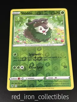 Skiddo 017/185 Reverse Holo Common Vivid Voltage Sword & Shield Pokemon Card - Image 1