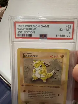 Pokemon Sandshrew 1st Edition Base Set Shadowless #62/102 1999 WOTC PSA 6 EX-MT! - Image 2