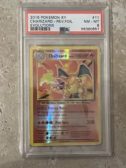 2016 POKEMON XY EVOLUTIONS #11 CHARIZARD-REVERSE FOIL PSA 8 - Image 1