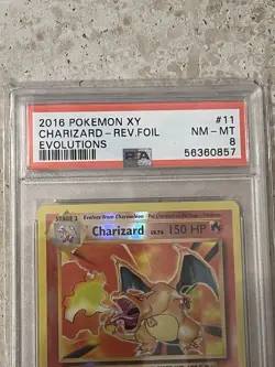 2016 POKEMON XY EVOLUTIONS #11 CHARIZARD-REVERSE FOIL PSA 8 - Image 3