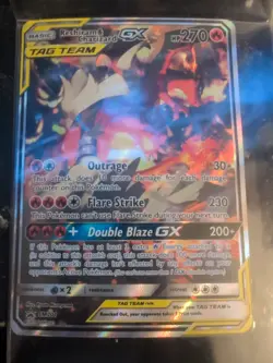 FULL ART Reshiram & Charizard GX ULTRA RARE SM Black Star Promo SM201 Pokemon LP - Image 1