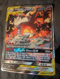 FULL ART Reshiram & Charizard GX ULTRA RARE SM Black Star Promo SM201 Pokemon LP - Image 3