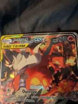 FULL ART Reshiram & Charizard GX ULTRA RARE SM Black Star Promo SM201 Pokemon LP - Image 5