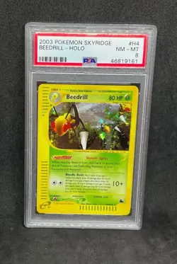 2003 Pokemon E Series Skyridge Beedrill H4/H32 Crystal Holo Foil PSA 8 NM - Image 1