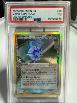 2005 Pokemon TCG - Vaporeon Holo #18 PSA7 Ex Delta Species - Image 1