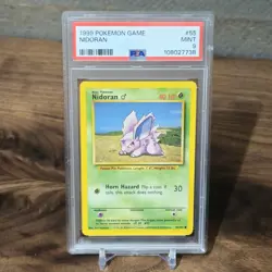 1999 POKEMON GAME BASE SET UNLIMITED 55 NIDORAN PSA 9 MINT - Image 1