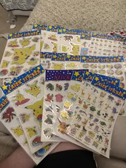 Pokemon Laser Sticker Holo Stickers Full Sheet Vintage - Image 1