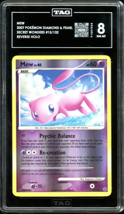 2007 Pokemon Secret Wonders #15 Mew Reverse Holo TAG 8 NM-MT - Image 1