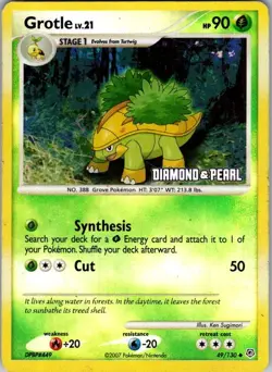 Pokemon | Diamond and Pearl | Grotle | 49/130 | Reverse Holo | MP - Image 1