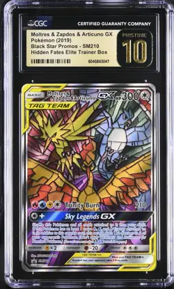 CGC 10 Pristine Moltres & Zapdos & Articuno GX SM210 Promo Pokemon Hidden Fates - Image 1