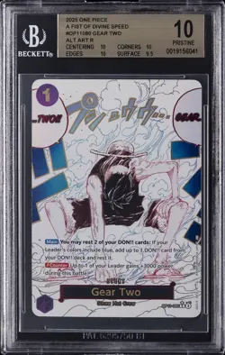 2025 ONE PIECE FIST OF DIVINE SPEED RARE ALT ART #OP11-080 GEAR TWO BGS 10 - Image 1