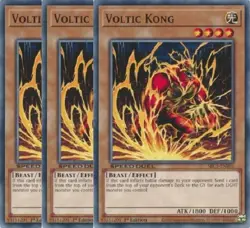 Yugioh - Voltic Kong x 3 - 1st Edition NM - Free Holographic Card - Image 1
