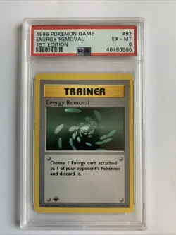 1999 Pokemon Game 1st Edition English Card PSA 6 Trainer Energy Removal #92 - Image 1