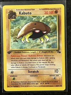Pokemon Card - Kabuto Fossil 50/62 Common 1st Edition - Image 1