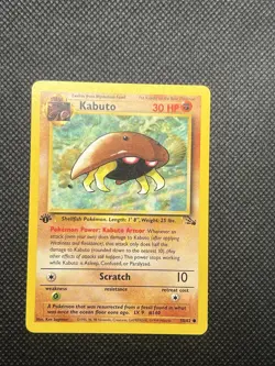1st Edition Kabuto 50/62 Fossil Set Pokemon Card WOTC 1999 LP-MP Kabuto King!! - Image 1