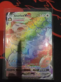 Pokemon TCG Snorlax VMAX Holo Secret Rare Card Sword & Shield Base Set 206/202 - Image 1