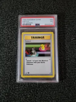 Pokemon Base Set 1st Edition Regular Finish Switch Trainer Card - PSA 7! PK852 - Image 1