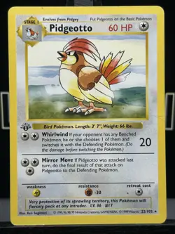 Pokemon TCG Pidgeotto 22/102 1st Edition Base Set Shadowless 1999 WOTC Regular - Image 3