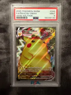 2020 POKEMON SWORD & SHIELD VIVID VOLTAGE #044 FULL ART/PIKACHU VMAX PSA 9 - Image 1