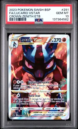 PSA 10 LUCARIO VSTAR SWSH291 BLACK STAR PROMO CROWN ZENITH ETB POKEMON 😍 - Image 1