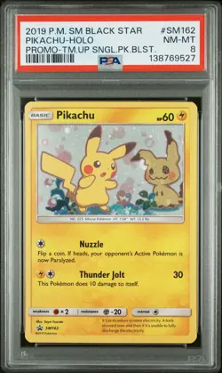 2019 POKEMON SM BLACK STAR PROMO TEAM UP SINGLE PACK BLISTERS PIKACHU-HOLO PSA 8 - Image 1