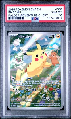 2024 POKEMON SVP EN-SV BLACK STAR PROMO PALDEA ADVENTURE CHEST PIKACHU PSA 10 - Image 1