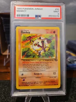 1999 POKEMON JUNGLE MANKEY #55/64 PSA 9 MINT NEW SLAB - Image 1