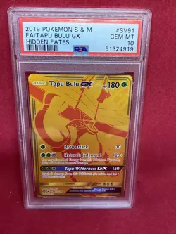 Tapu Bulu GX SV91 Hidden Fates PSA 10 Gem Mint Gold Shiny Vault Full Art Pokemon - Image 1