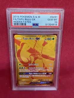 Tapu Bulu GX SV91 Hidden Fates PSA 10 Gem Mint Gold Shiny Vault Full Art Pokemon - Image 3