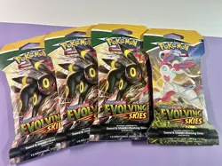 Lot of.4 Pokemon TCG Evolving Skies Sleeved Booster Pack Umbreon Sylveon New - Image 1