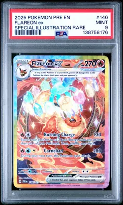2025 POKEMON PRE EN-PRISMATIC EVOLUTIONS #146 FLAREON EX PSA 9 - Image 1