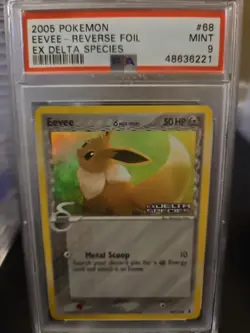 PSA 9 EEVEE REVERSE FOIL 68/113 EX DELTA SPECIES POKEMON 2005 ENGLISH - Image 1