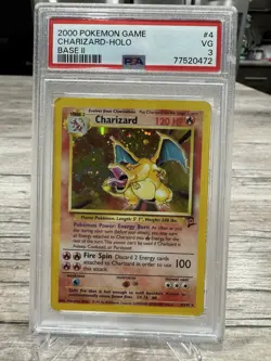 2000 Pokemon Charizard Holo Base Set PSA Graded 3 - Image 1