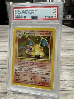 2000 Pokemon Charizard Holo Base Set PSA Graded 3 - Image 2