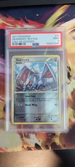 PSA MINT 9 - SKARMORY - 2011 Call of Legends Reverse Holo Foil Rare Card - 31/95 - Image 1