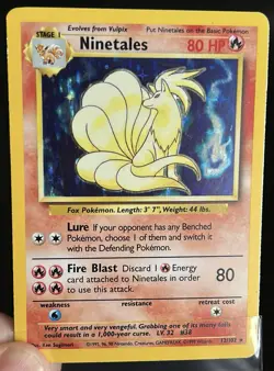 Pokemon TCG Ninetales Base Set Holo Unlimited Rare Card 12/102 1999 WOTC - Image 3