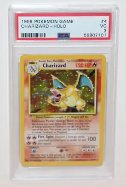 Vintage 1999 Charizard Original Base Set Holo #4/102 Pokemon Card PSA Graded 3 - Image 1