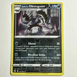 Galarian Obstagoon 161/264 Rare Reverse Holo Card Fusion Strike Pokemon TCG LP - Image 1