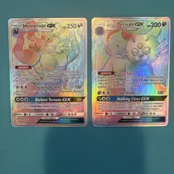 Pokemon Card Secret Rainbow Rare LOT Incineroar & Alolan Persian GX 188 257 - Image 1