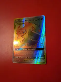 Pokemon TCG Gengar & Mimikyu GX Holo Card 186/181 Sun & Moon Team Up Secret Rare - Image 1