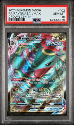 2023 POKEMON SWORD & SHIELD CROWN ZENITH #102 FULL ART/RAYQUAZA VMAX PSA 10 - Image 1