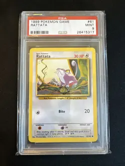 Rattata 061/102 Base Set Regular PSA 9 Pokemon - Image 1