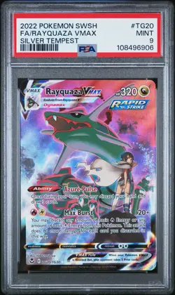 2022 POKEMON SWORD & SHIELD SILVER TEMPEST #TG20 FULL ART/RAYQUAZA VMAX PSA 9 - Image 1