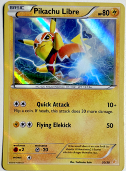 Pikachu Libre 30/30 C Holo XY Trainer Kit: Pikachu Libre & Suicune Pokemon - LP - Image 1
